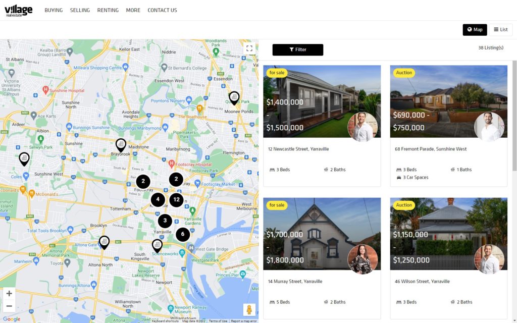 Estate agent website: villagere