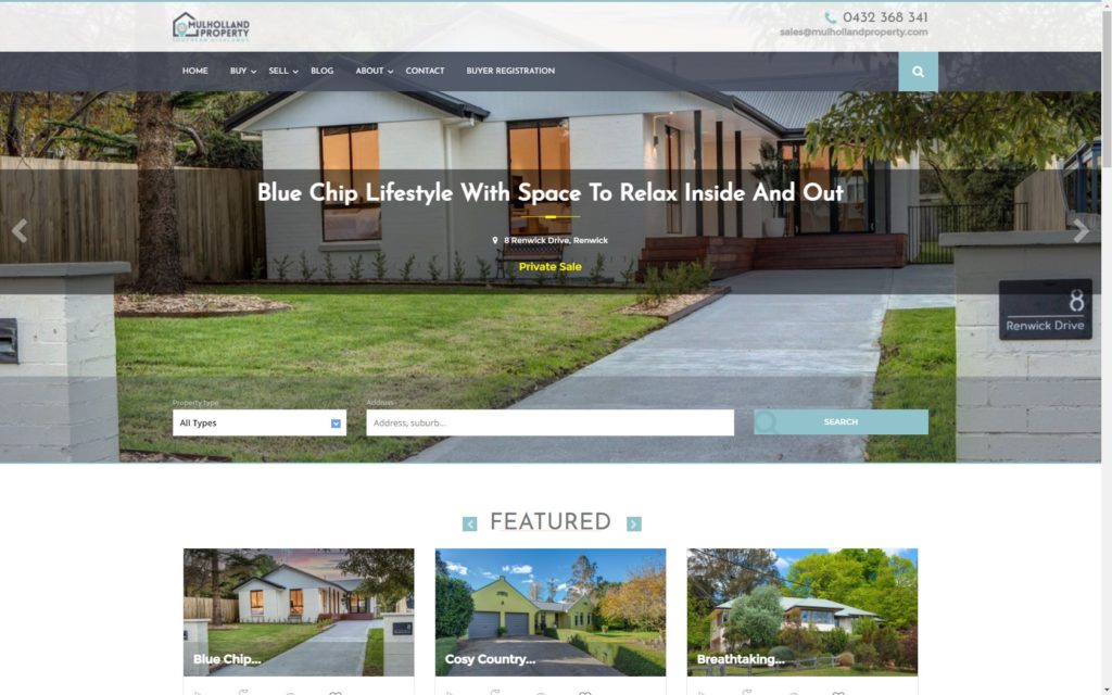 Estate agent website: mulholland property 
