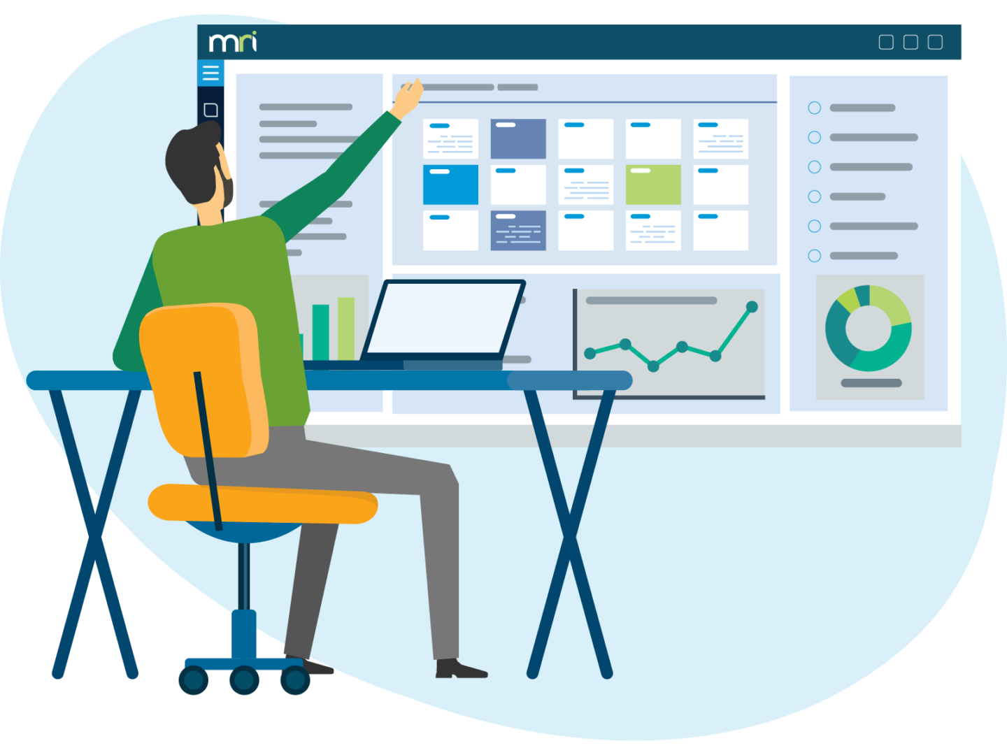 man using commercial real estate analytics software