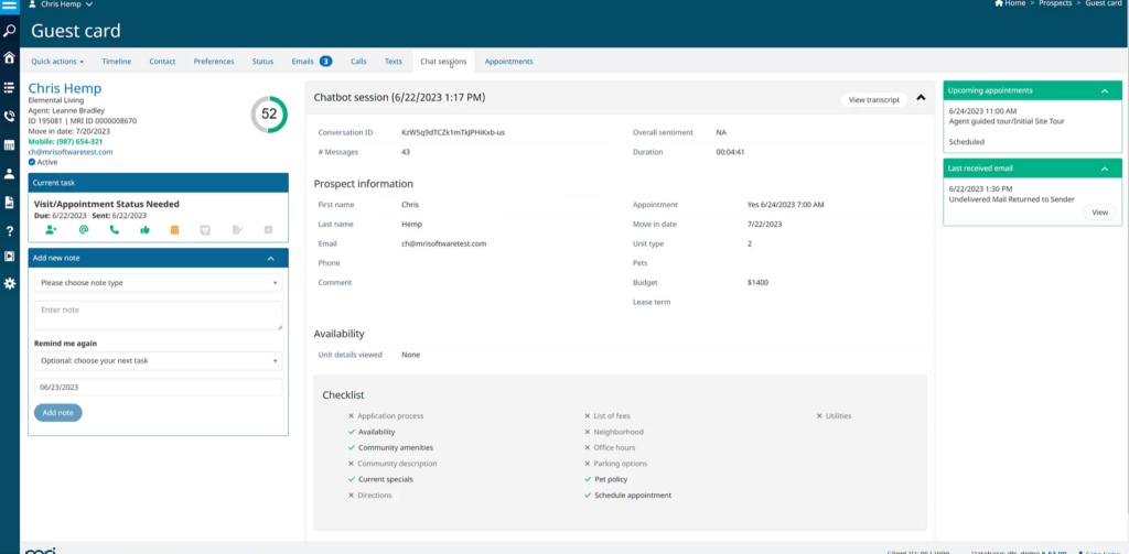 multifamily AI scheduling assistant - CRM integration